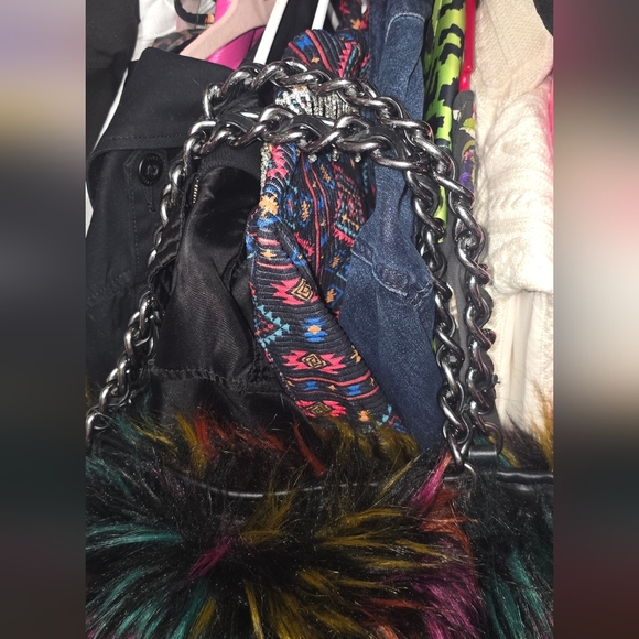 🍁🍂RARE HTF NWOT VINTAGE BETSEY JOHNSON SHOWSTOPPER FUR TOTE - Picture 5 of 7